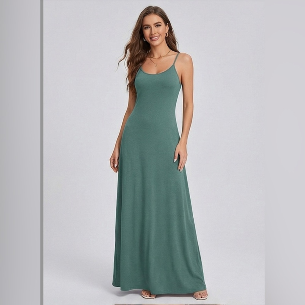 LAST ONE 🔥 Cami Maxi Flared Tee Dress Blue/Green - Picture 1 of 7